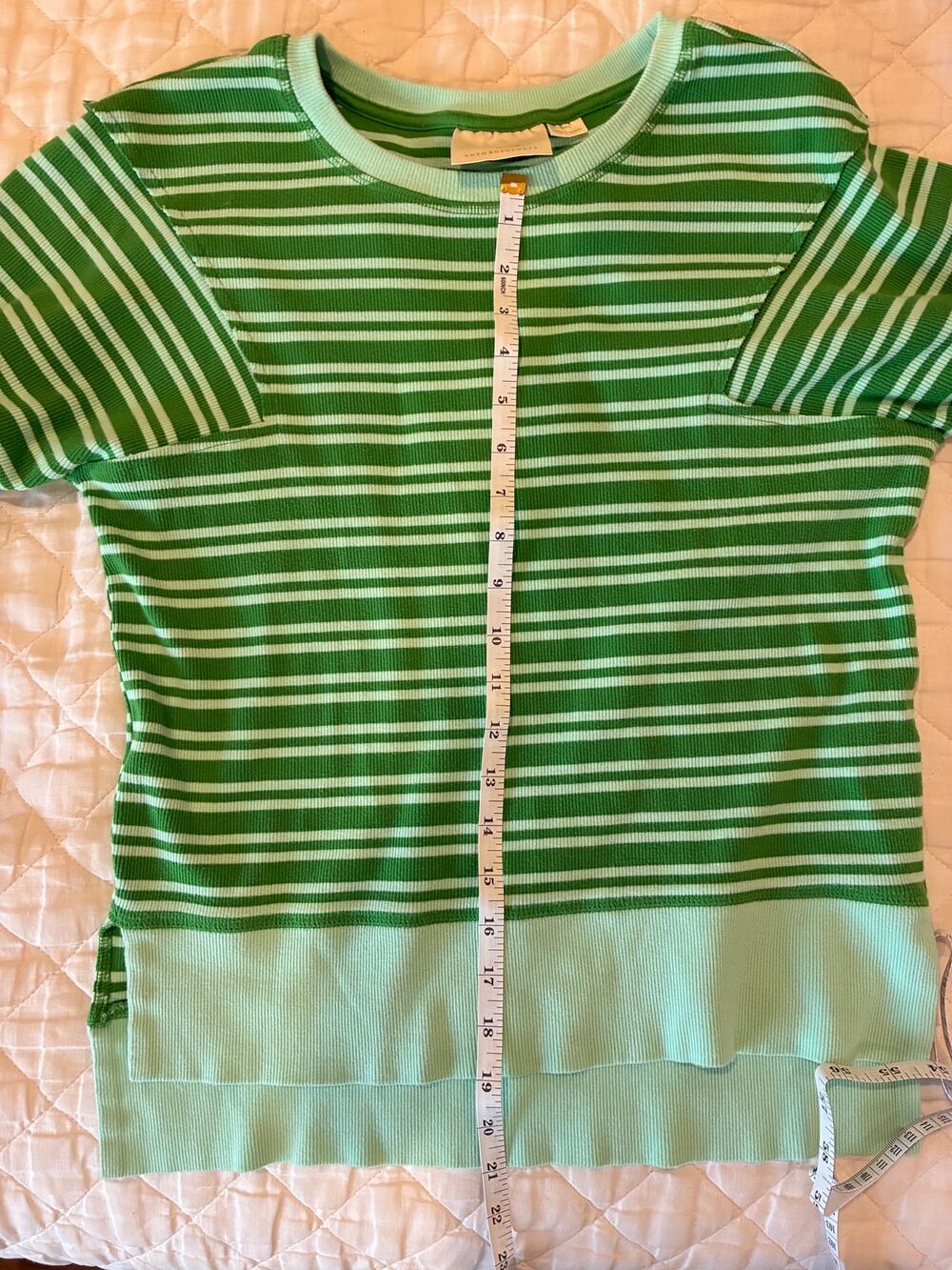 Maeve Anthropologie Green Striped Long Sleeve Knit Top Small